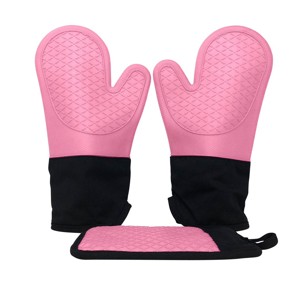 Ecoberi Silicone Oven Mitts and Potholder Pink