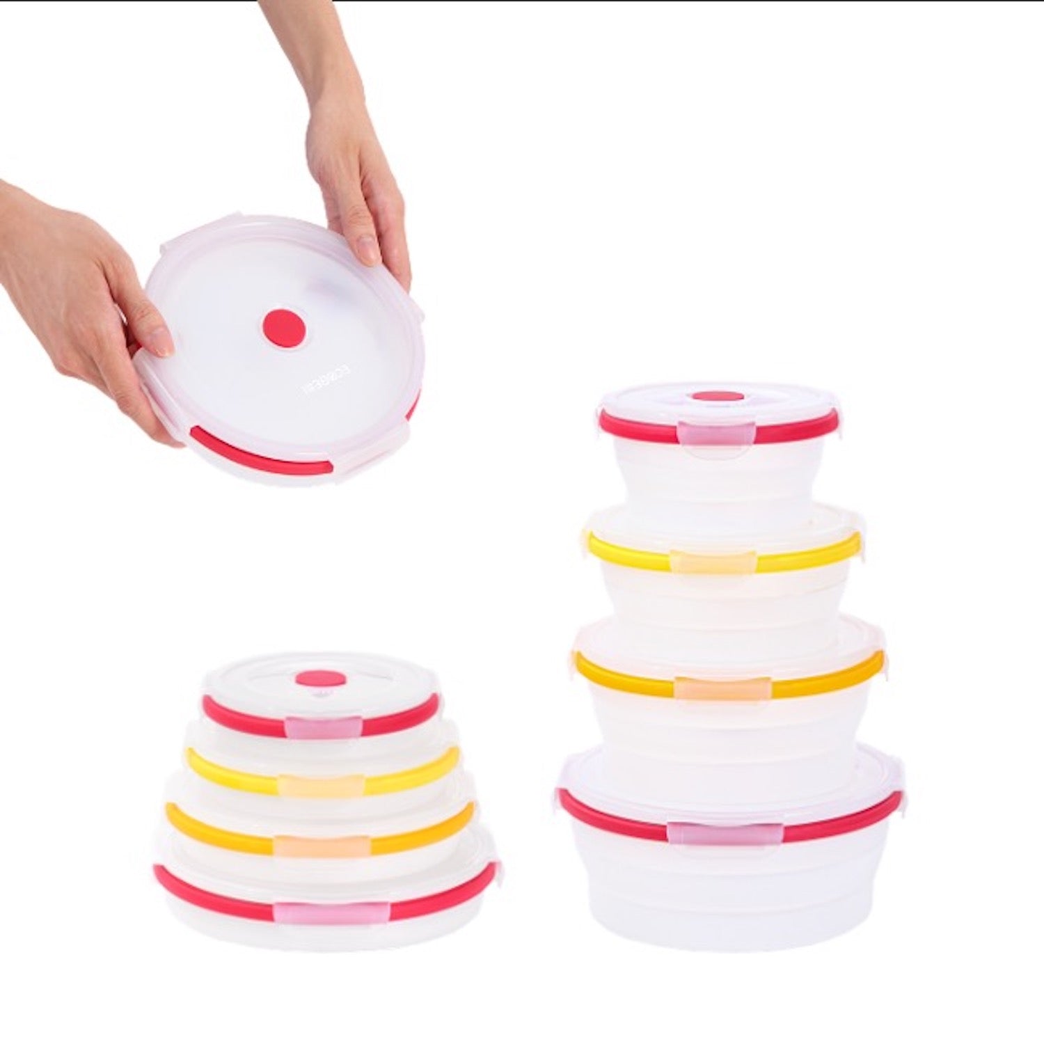 Collapsible Food Storage Containers Round Set of 4 Multi-Colored