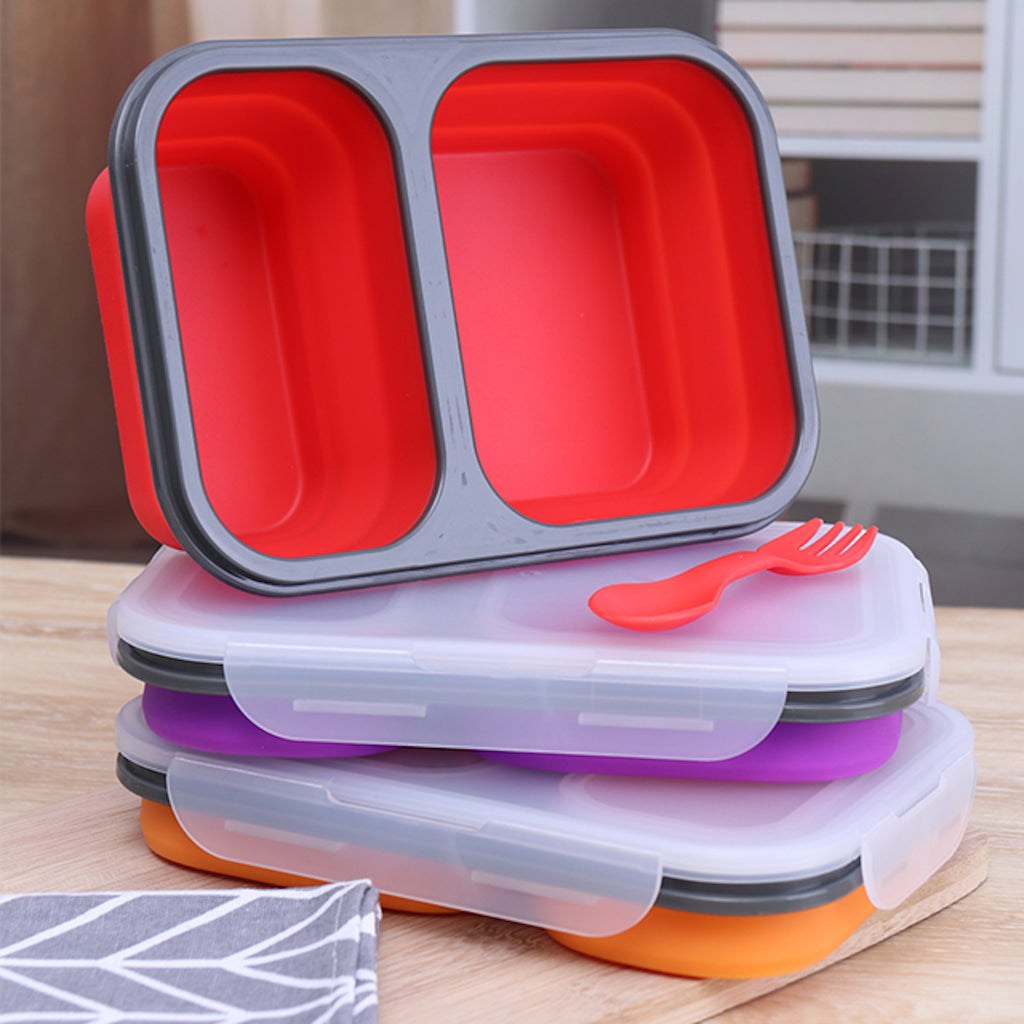 Bento Box on its side to show the 2 compartments.