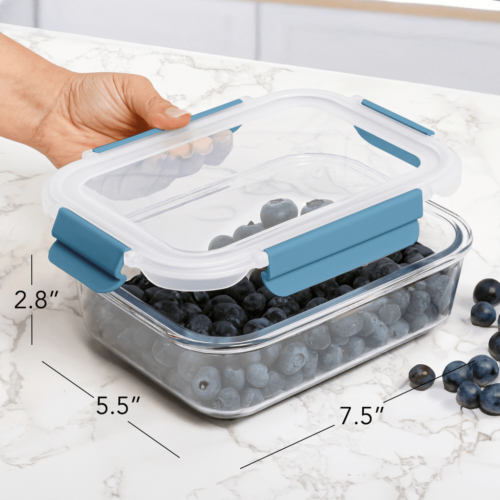 Glass Meal Prep Containers, 5 pc 4.5 Cup Set