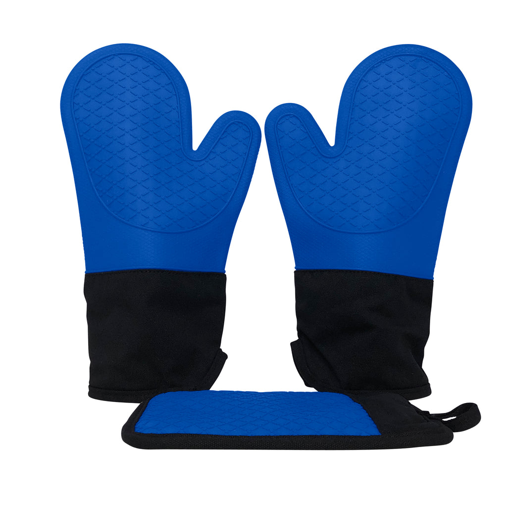 Ecoberi Silicone Oven Mitts and Potholder Blue