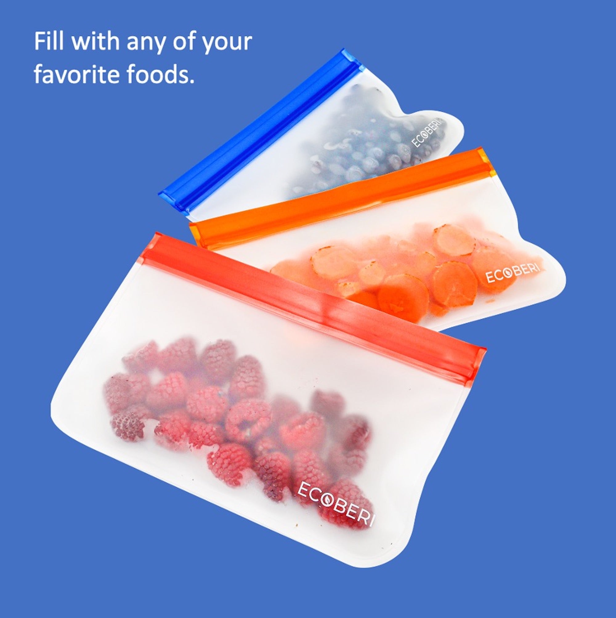 Prep & Savour Reusable Food Storage Bags - 10 Pack Flat Freezer