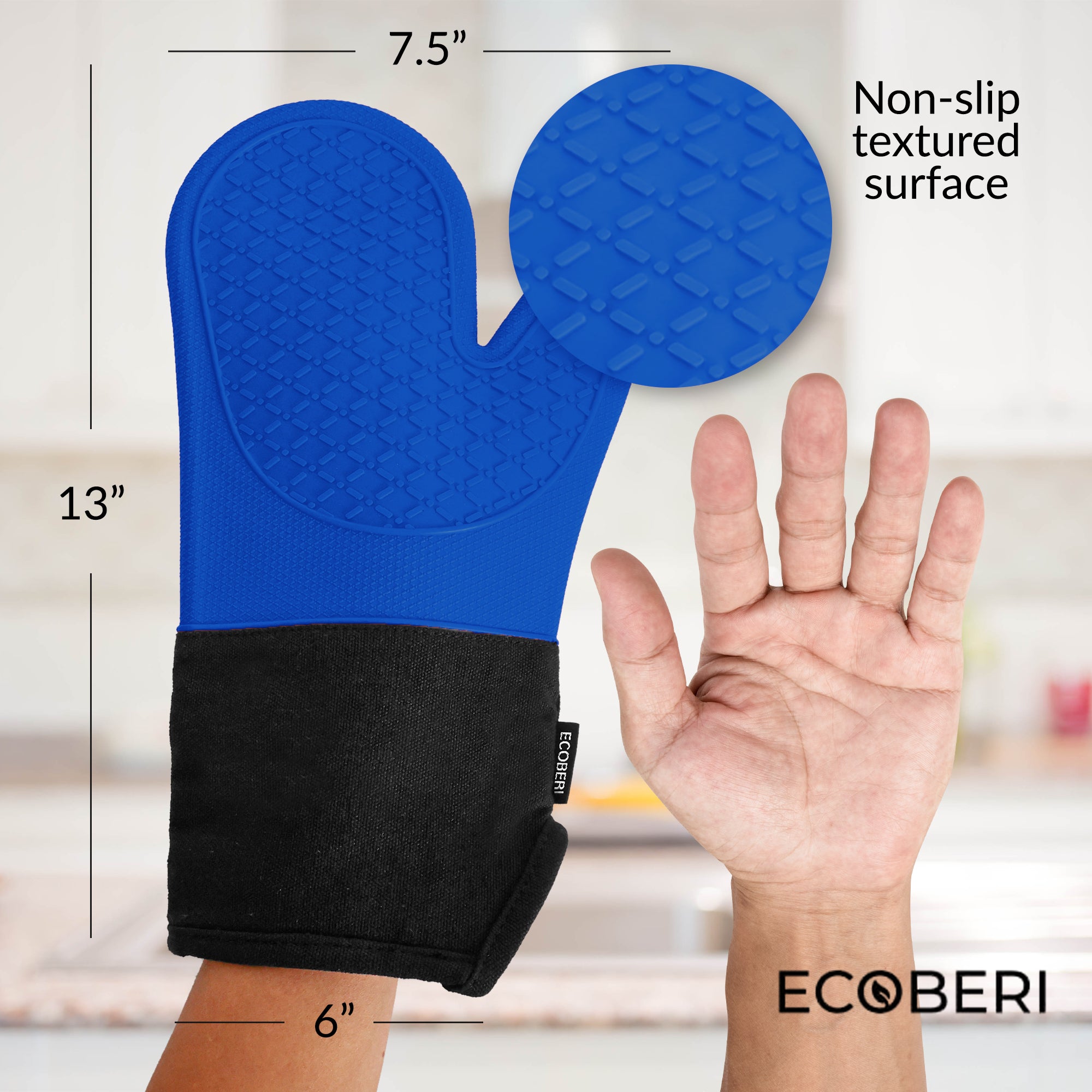 Ecoberi Silicone Oven Mitts and Pot Holder Set, Heat Resistant