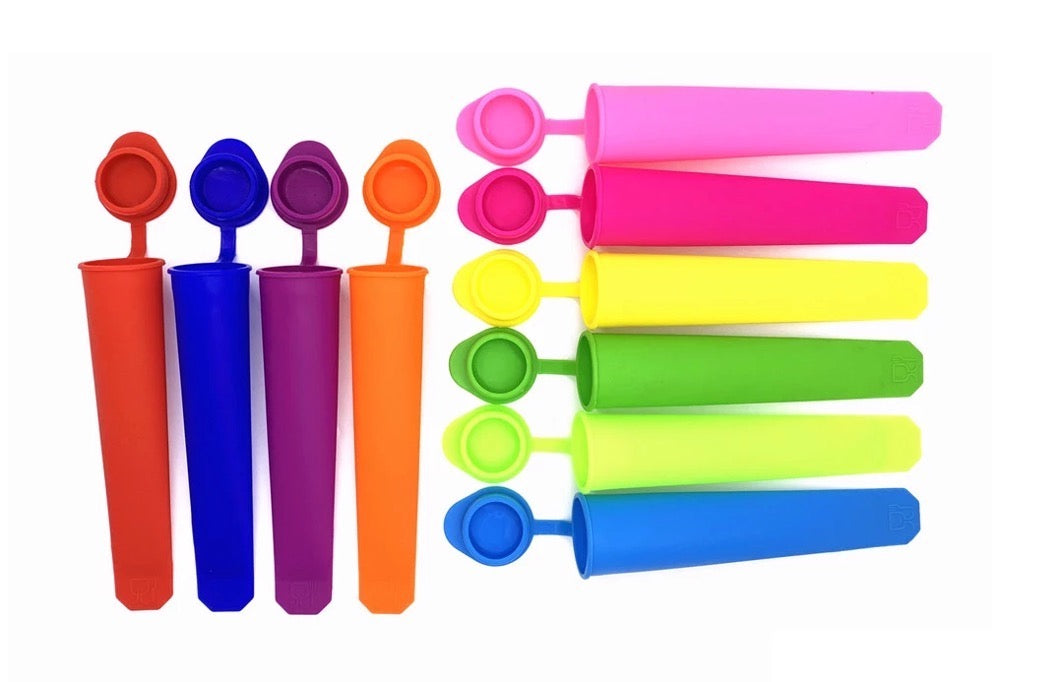 Ecozoi Eco-Safe Stainless Steel Popsicle Molds and Rack - 6 Ice Pop Makers  + 30 Reusable Bamboo Sticks + 12 Silicone Seals +