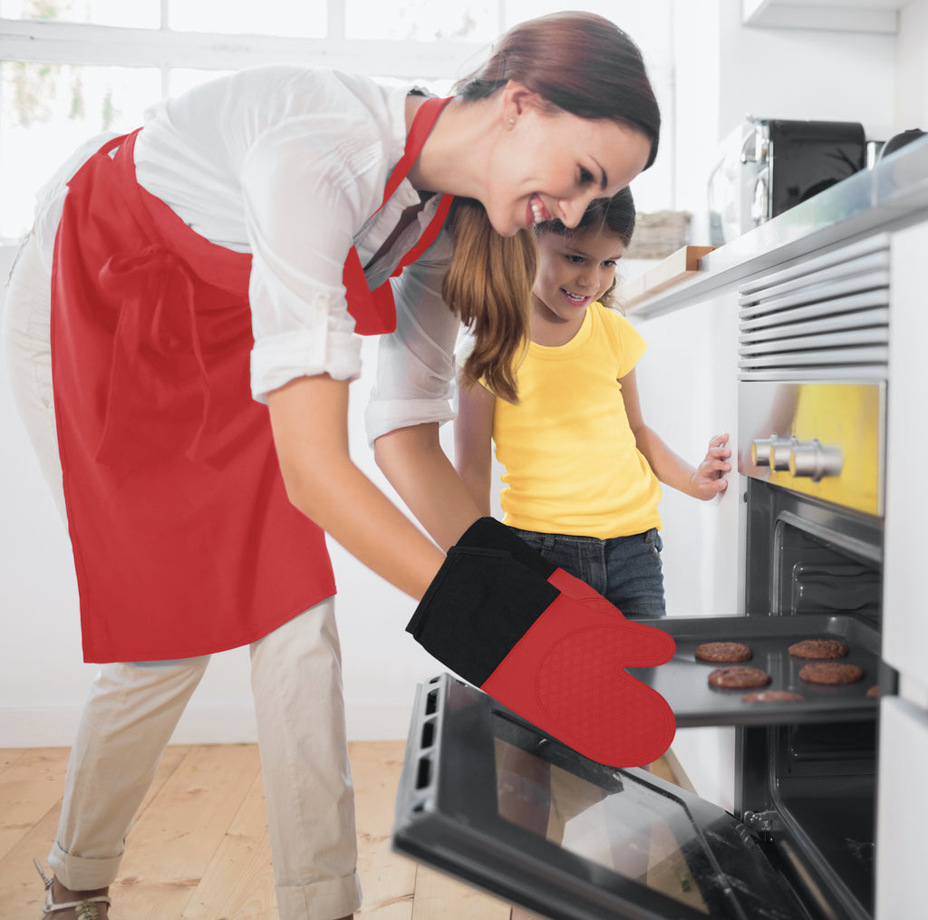 Ecoberi Silicone Red Oven Mitts Baking 